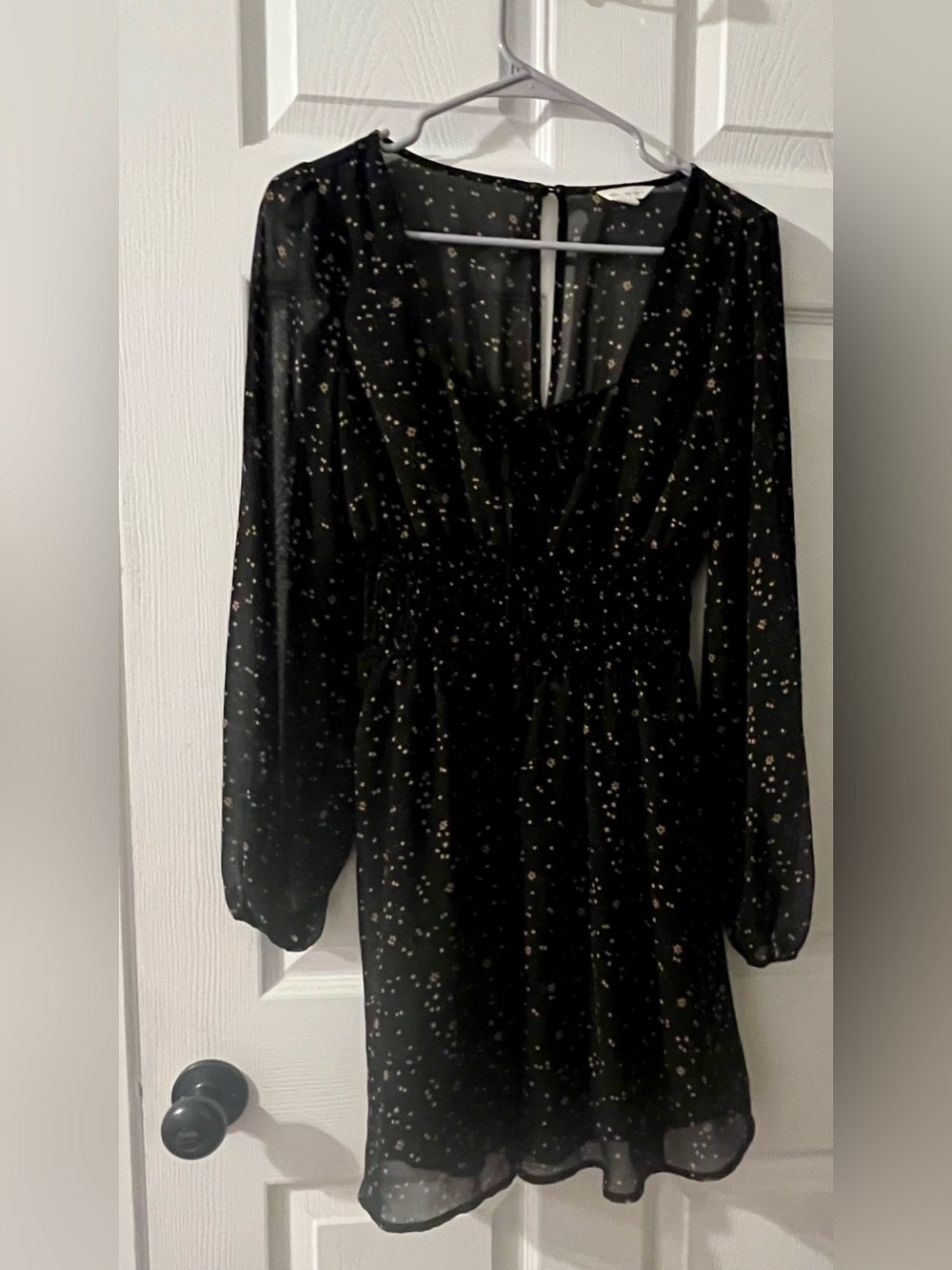 Aeropostale Black Long-Sleeve Floral V-Neck Dress